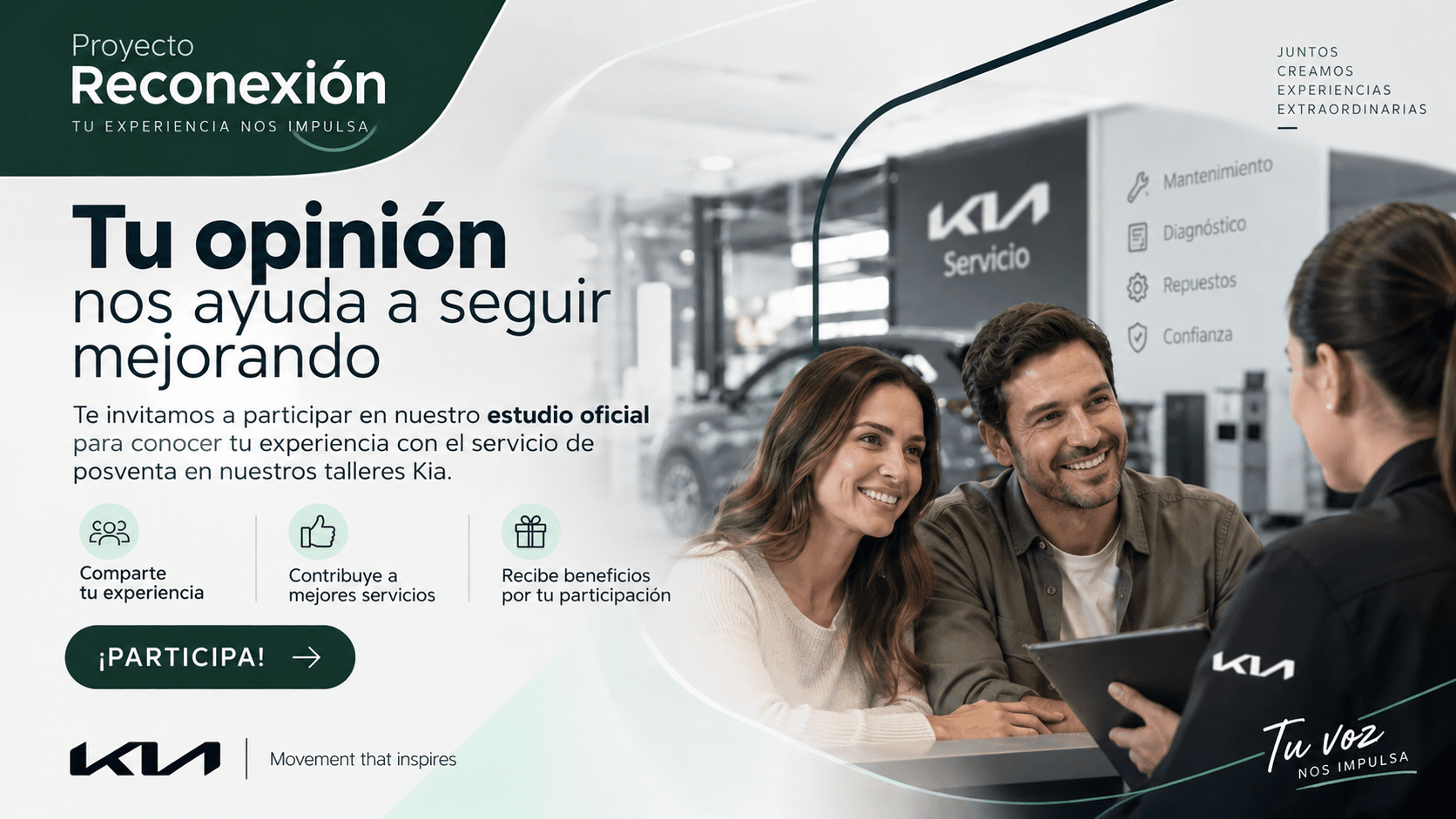 Proyecto Reconexión: queremos seguir mejorando tu experiencia con Kia